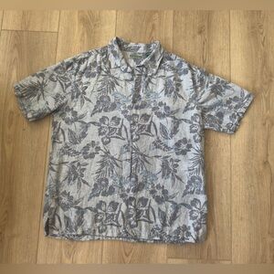 Cubavera Blue Casual Button Down Shirt with Artistic Design 🍂🍃